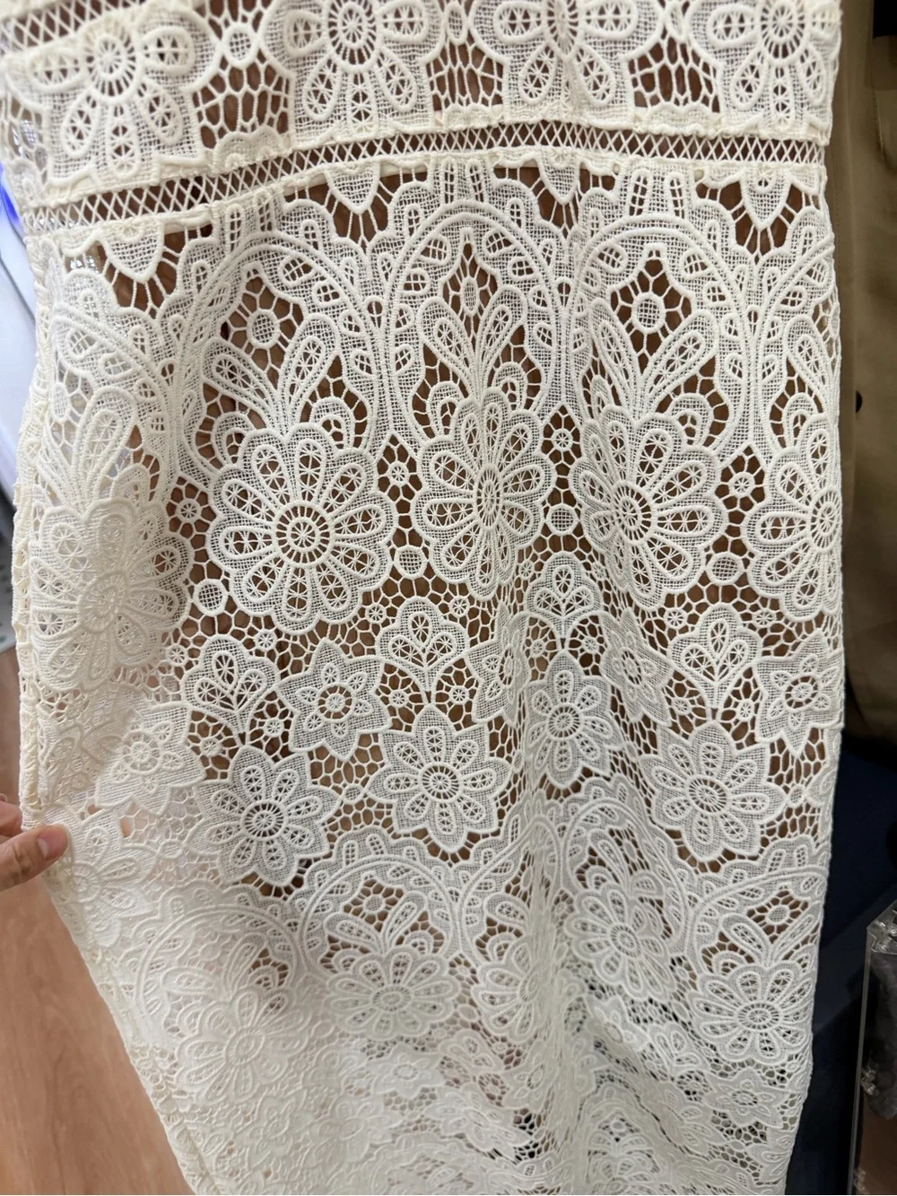 Self-Portrait Cream Floral Crochet Midi Dress - Picture 8 of 8